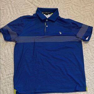 U.S. Polo Assn. Men's blue and White Striped golf preppy Polo tee